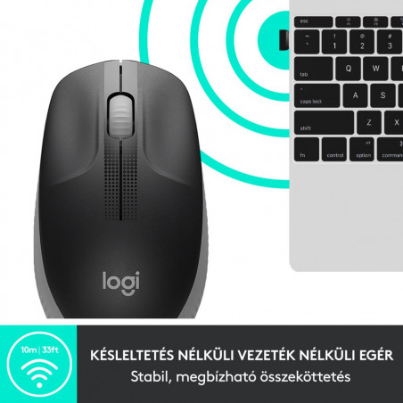 Logitech M190 teljes méretű vezeték nélküli optikai egér piros-fekete