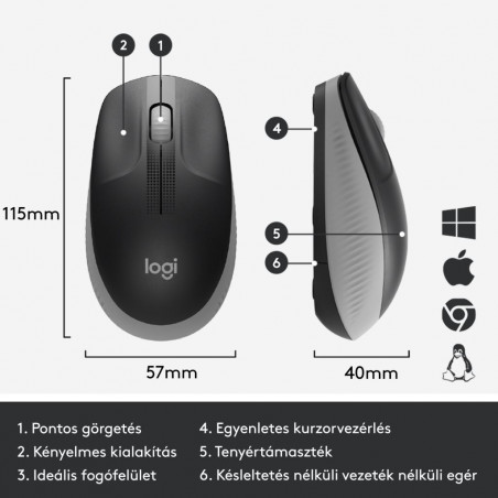 Logitech M190 teljes méretű vezeték nélküli optikai egér piros-fekete