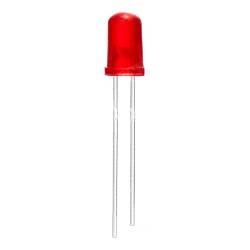 LED 5mm piros, 12-30mcd, 60°