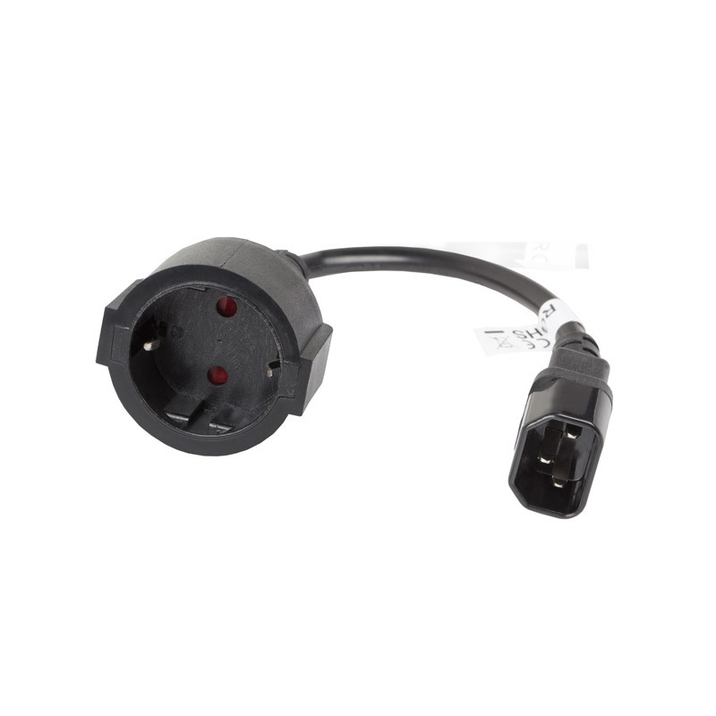 IEC 320 C14 apa - SCHUKO anya átalakító 20cm -fekete Lanberg
