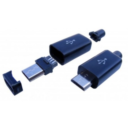 Szerelhető Micro USB dugó kábelre, fekete színű