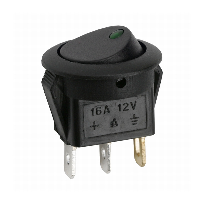 Kapcsoló billenő- Zöld (off-on 1ák, 16A-12VDC)