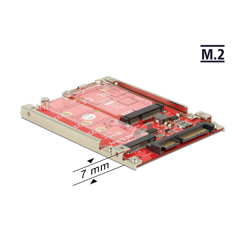 2.5 -os SATA-átalakító, 22 tűs  M.2 / mSATA kerettel, 7 mm