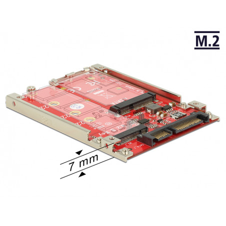 2.5 -os SATA-átalakító, 22 tűs  M.2 / mSATA kerettel, 7 mm