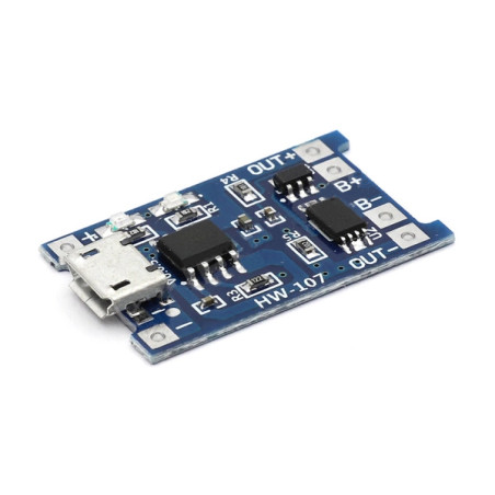 1A USB-s Li-Ion/Li-Po töltő modul akkuvédelemmel, micro USB TP4056-1A-MUPR