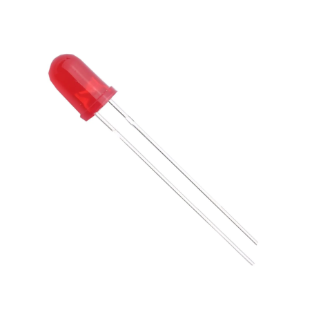 LED 5 mm D-RD, Piros, diffúz